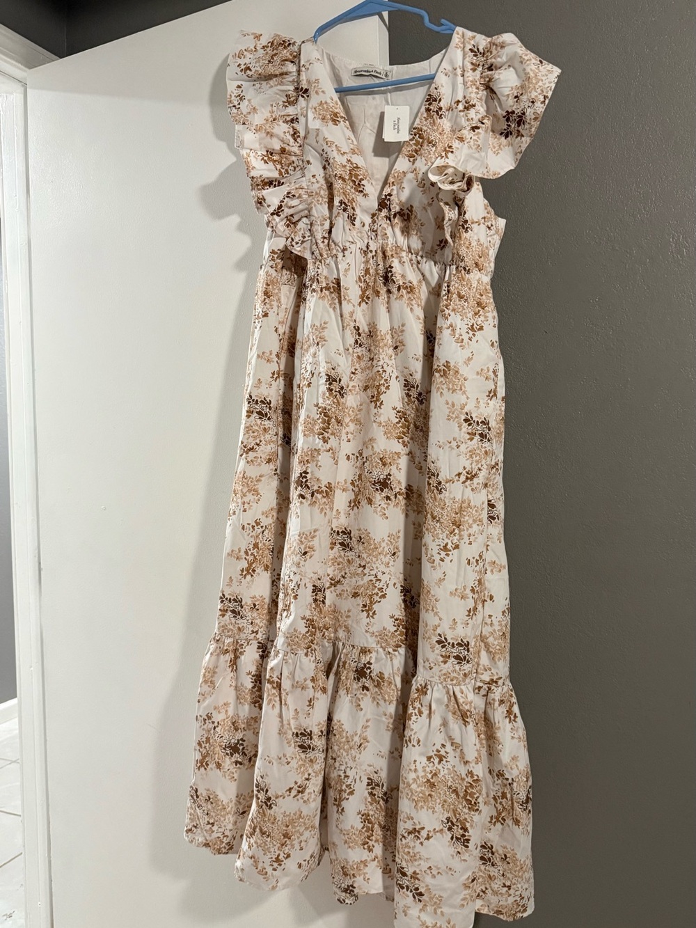 Abercrombie & Fitch Cream Dress with Brown Floral Print